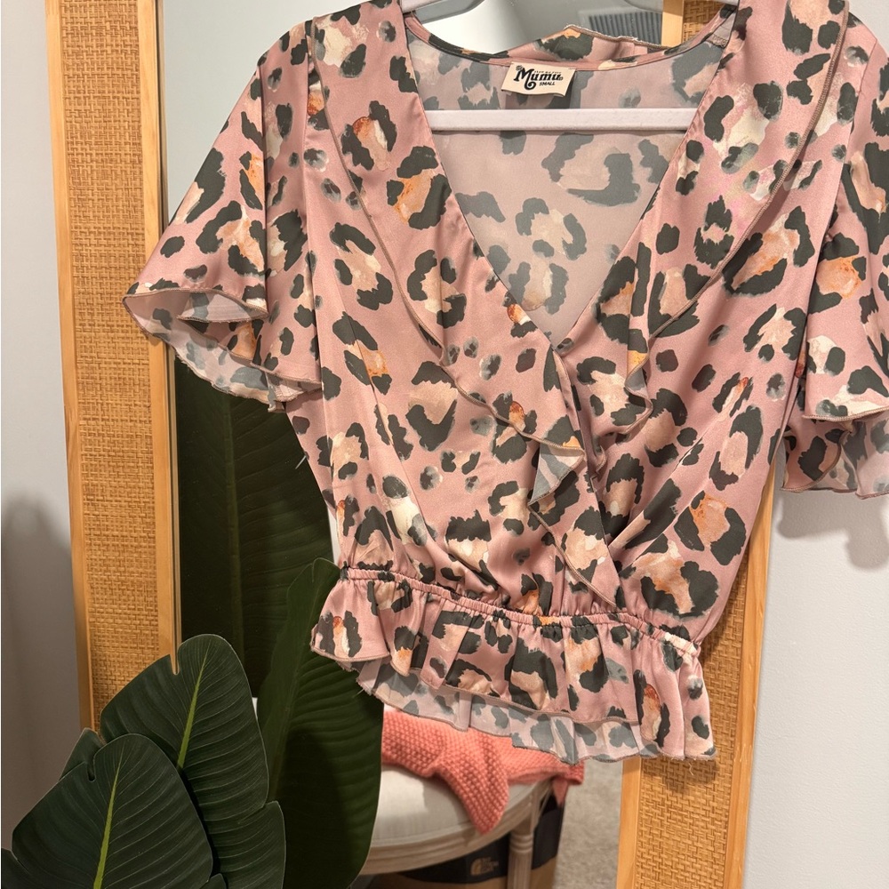 MUMU Pink Leopard Print Women's Top